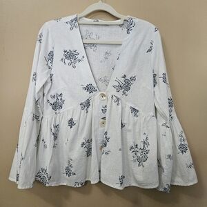 Zara Babydoll Bell Sleeve Top Women's Size XS Blouse